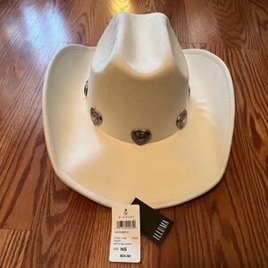 Illuma Cream Cowboy Hat with Silver Heart Details